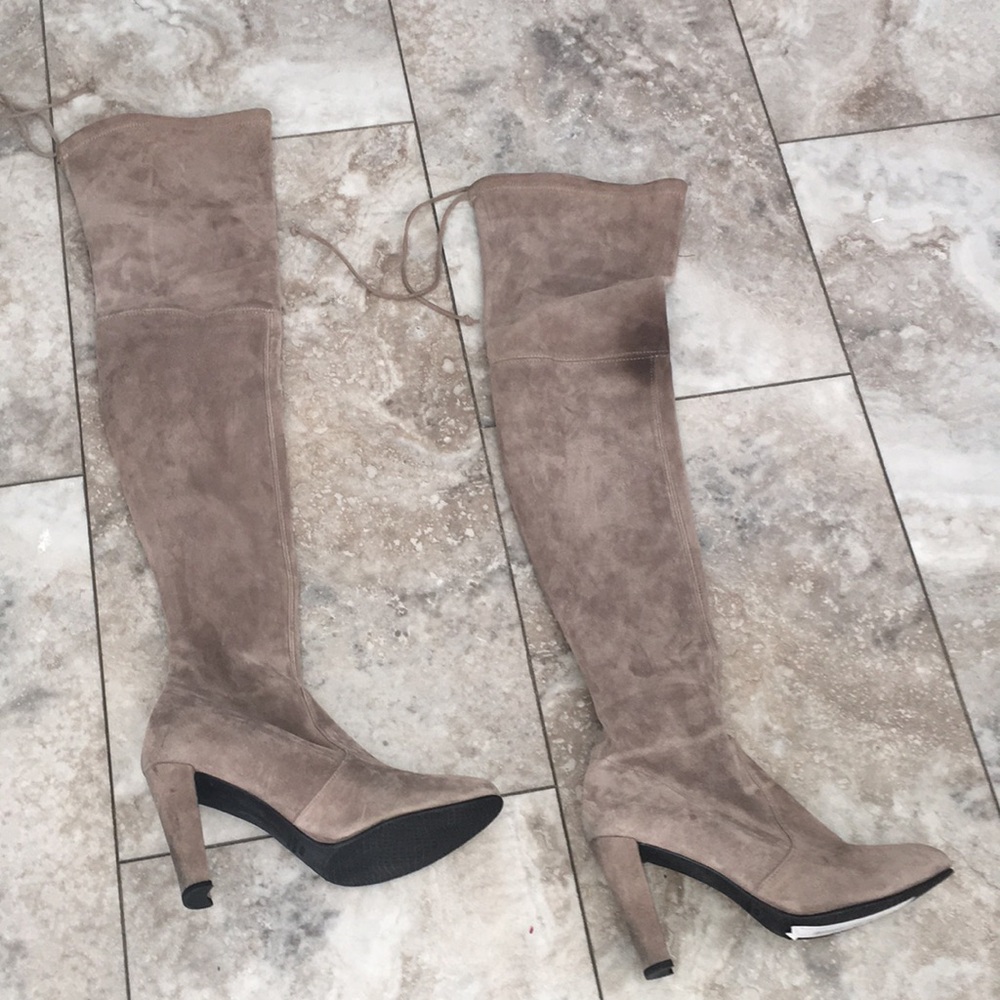 STUART WEITZMAN TAN SUEDE THIGH HIGH HIGHLANDER EUC BOOTS SIZE 7.5med